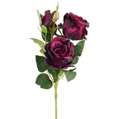 RÓŻA - Gałązka 2 kwiaty i pąk Purple Noir 63 cm